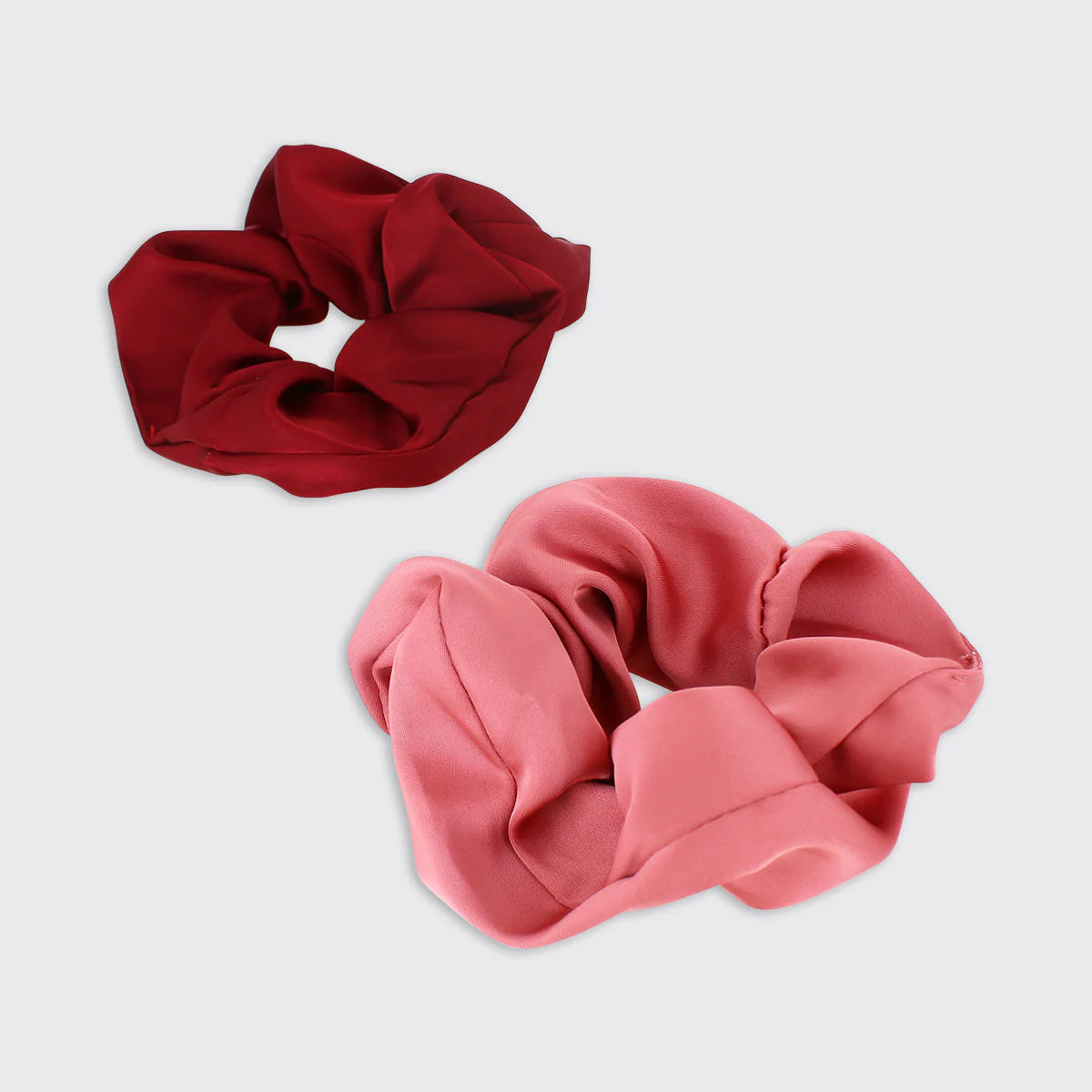 Millie Mae - Set of 2 Satin Scrunchies - Red/Rose