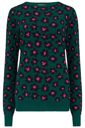 SUGARHILL CALLIE JUMPER FLORAL ANIMAL DARK GREEN