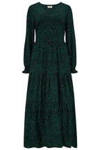 SUGARHILL NOLA V-NECK TIERED MAXI DRESS - BLACK/GREEN, STAR POLKA PATCHWORK