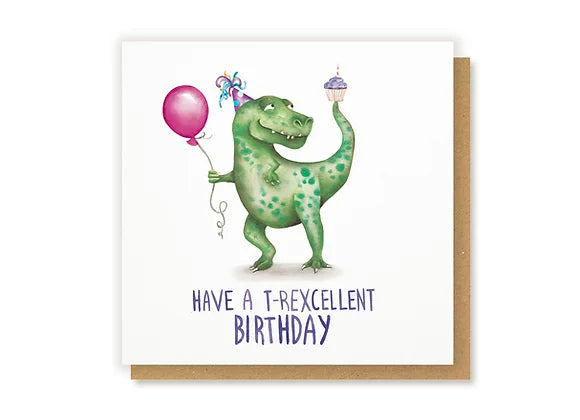 Trex dinosaur birthday card