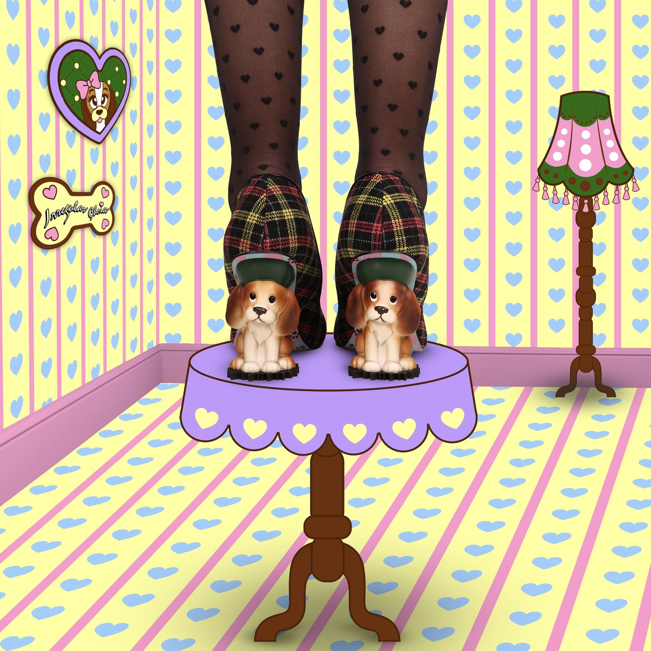 Irregular Choice - It's All Pawsible - Black/yellow/Red