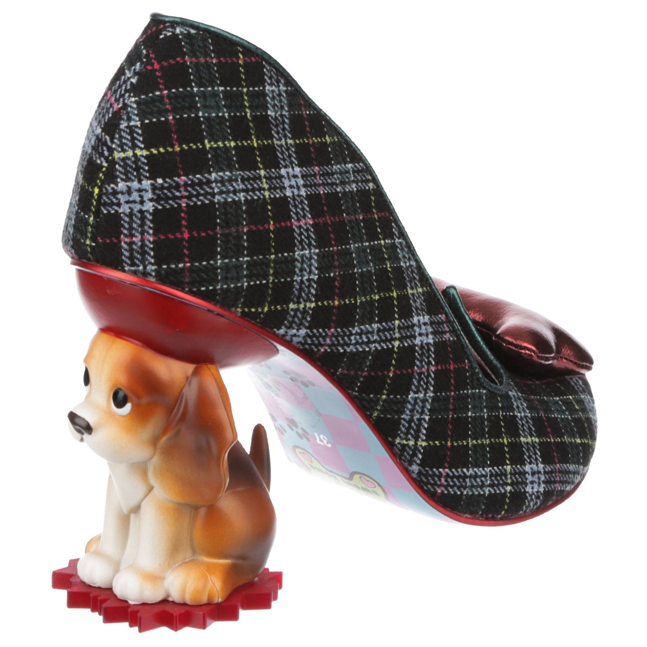 Irregular Choice - It's All Pawsible  - Black/Red/Green Check