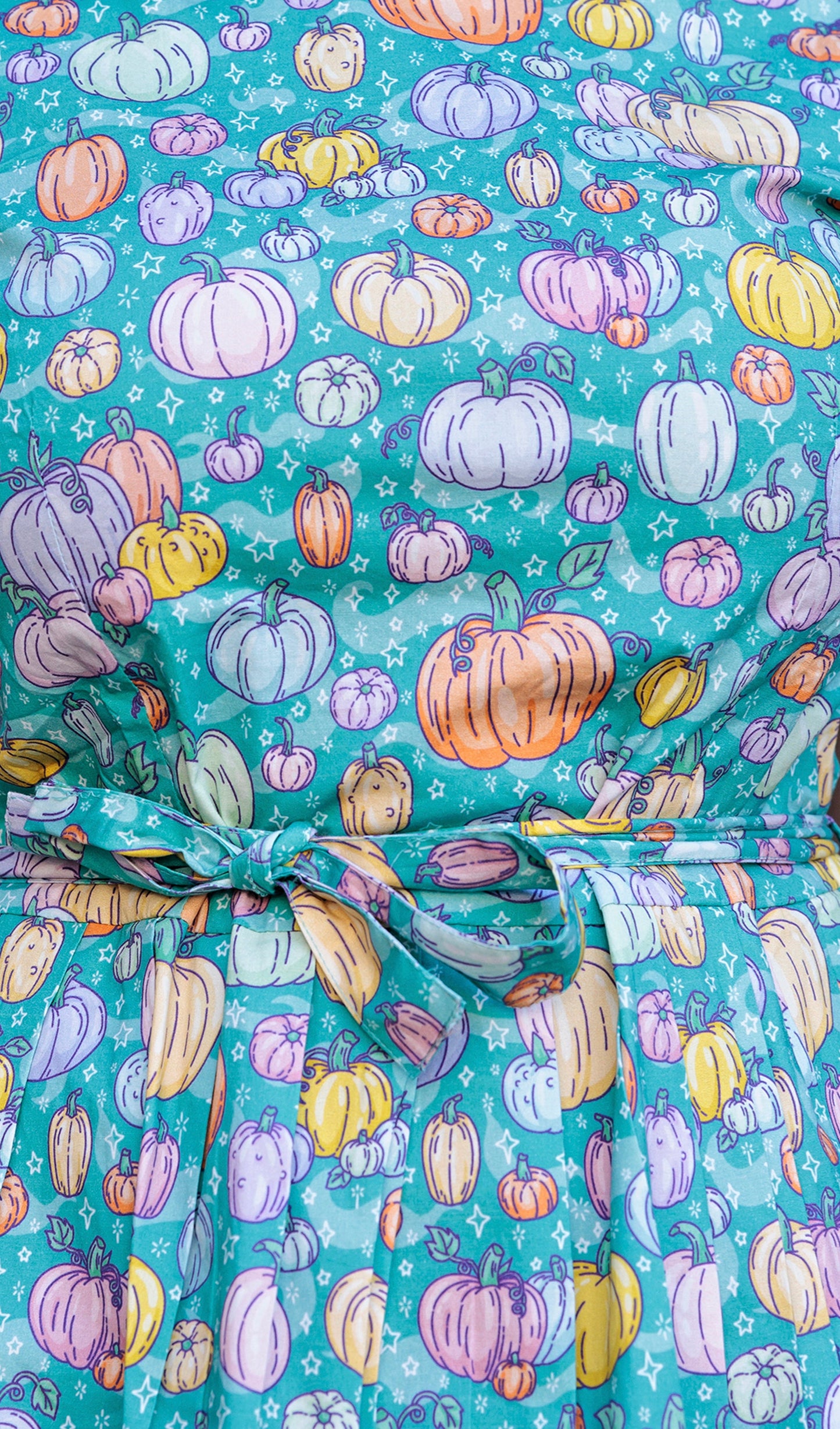 Halloween: Pumpkin Patch Stretch Belted Tea Dress with Pockets
