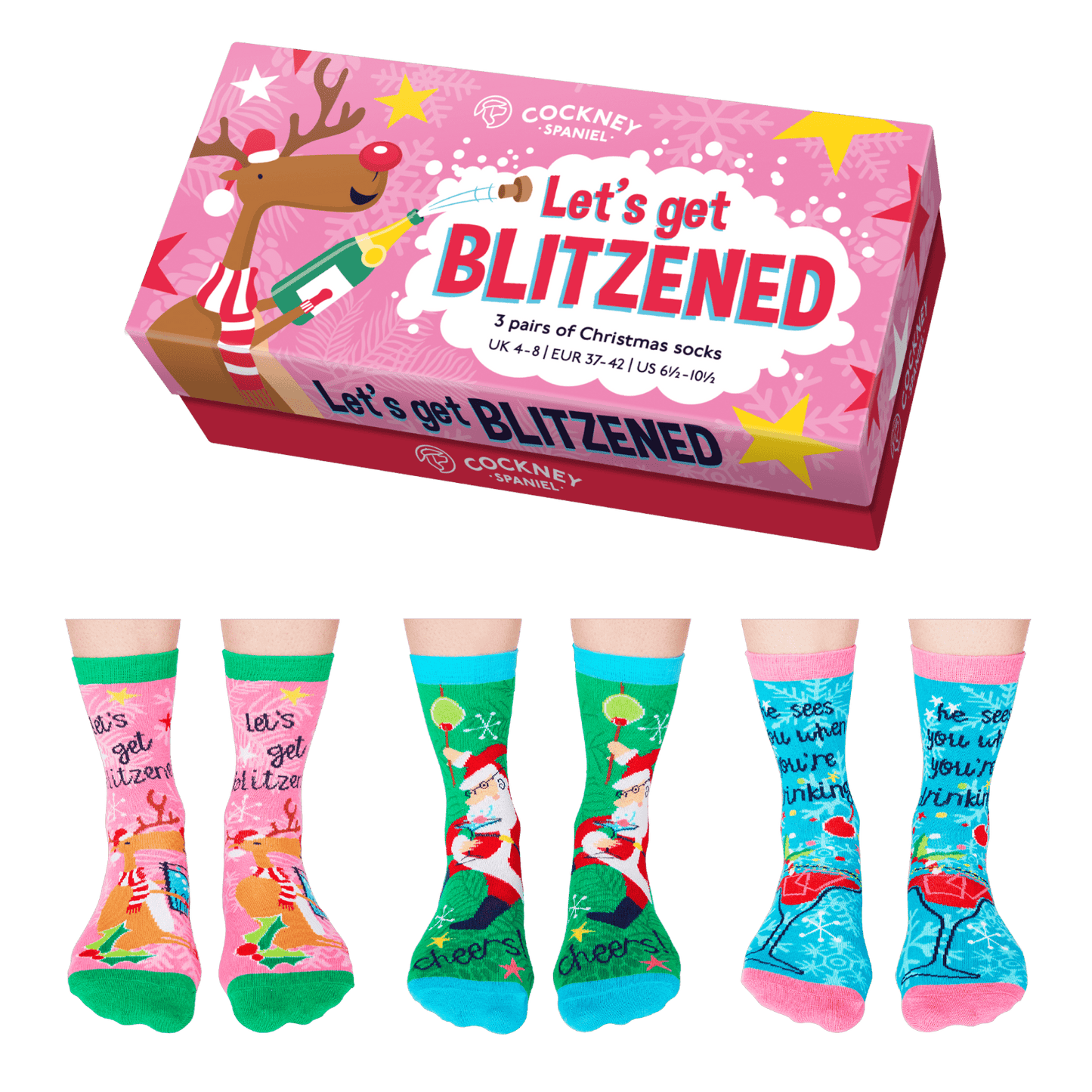 Cockney Spaniel - LET’S GET BLITZENED  Christmas Socks