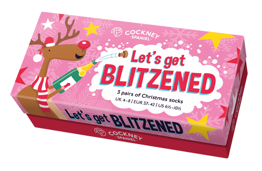 Cockney Spaniel - LET’S GET BLITZENED  Christmas Socks