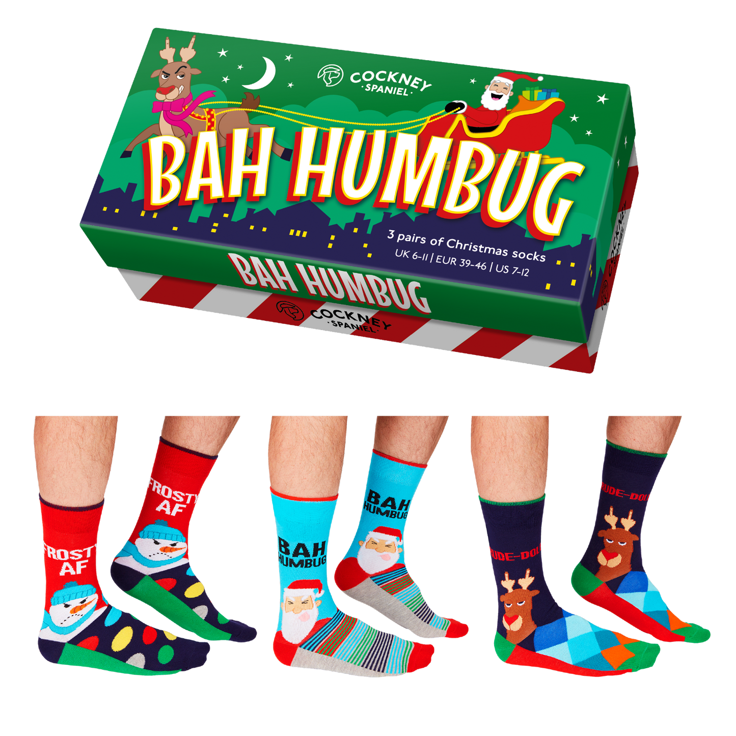 Cockney Spaniel - BAH HUMBUG Christmas Socks