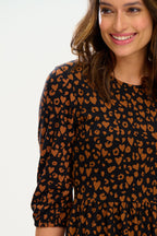 Bakari Jersey Maxi Smock Dress - Black/Rust, Leopard Love