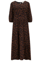 Bakari Jersey Maxi Smock Dress - Black/Rust, Leopard Love