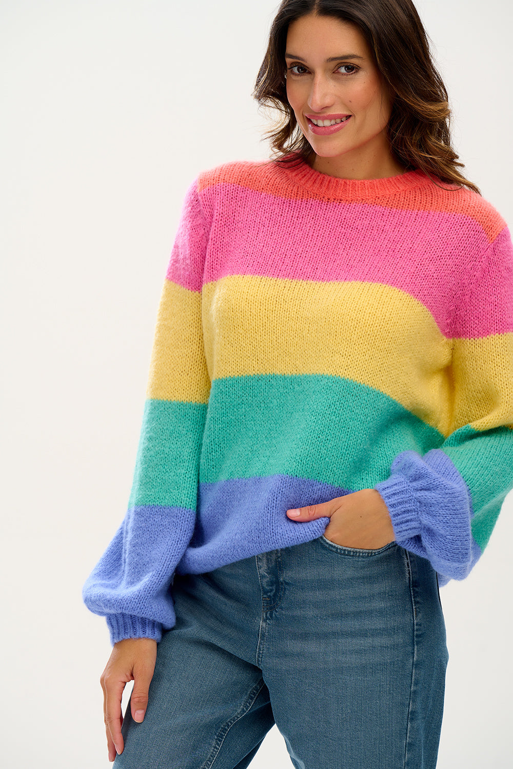 Essie Jumper - Multi, Rainbow Block Stripes