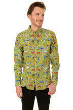 Race Track Car Play Button Down Long Sleeve Shirt