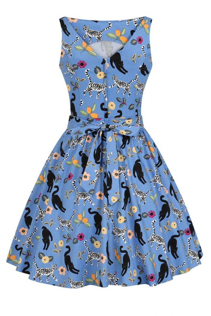 Lady Vintage - Deco Kitty Cerulean Tea Party Dress