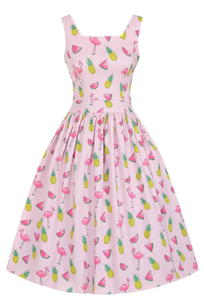 Lady Vintage - Calypso Flamingo Dirdle Dress