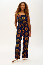 Harper Batik Jumpsuit Navy Sunflowers