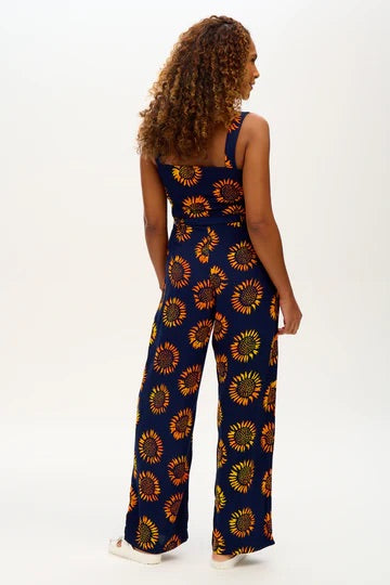 Harper Batik Jumpsuit Navy Sunflowers