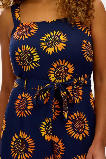 Harper Batik Jumpsuit Navy Sunflowers