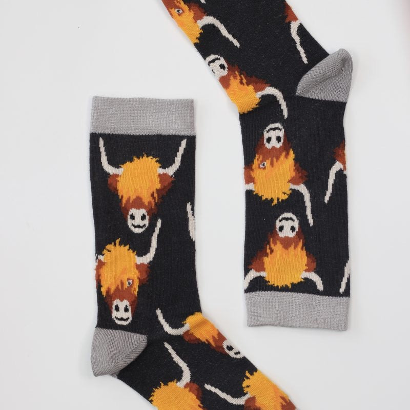 Sock Therapy men’s‘ highland cow’ bamboo socks