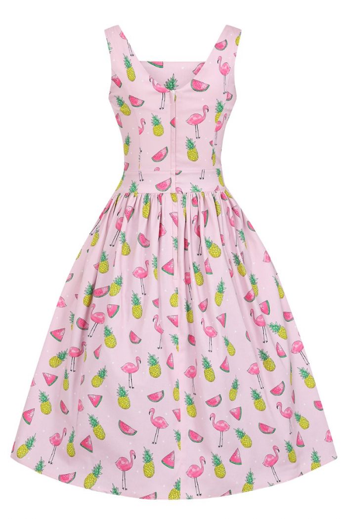 Lady Vintage - Calypso Flamingo Dirdle Dress