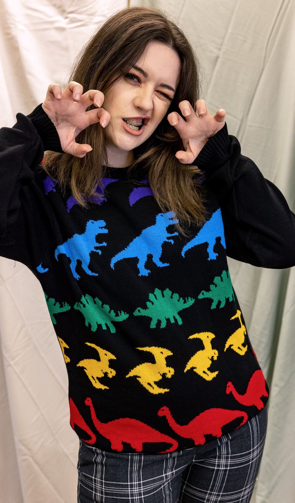 Rainbow Dinosaur Mash Up Jumper