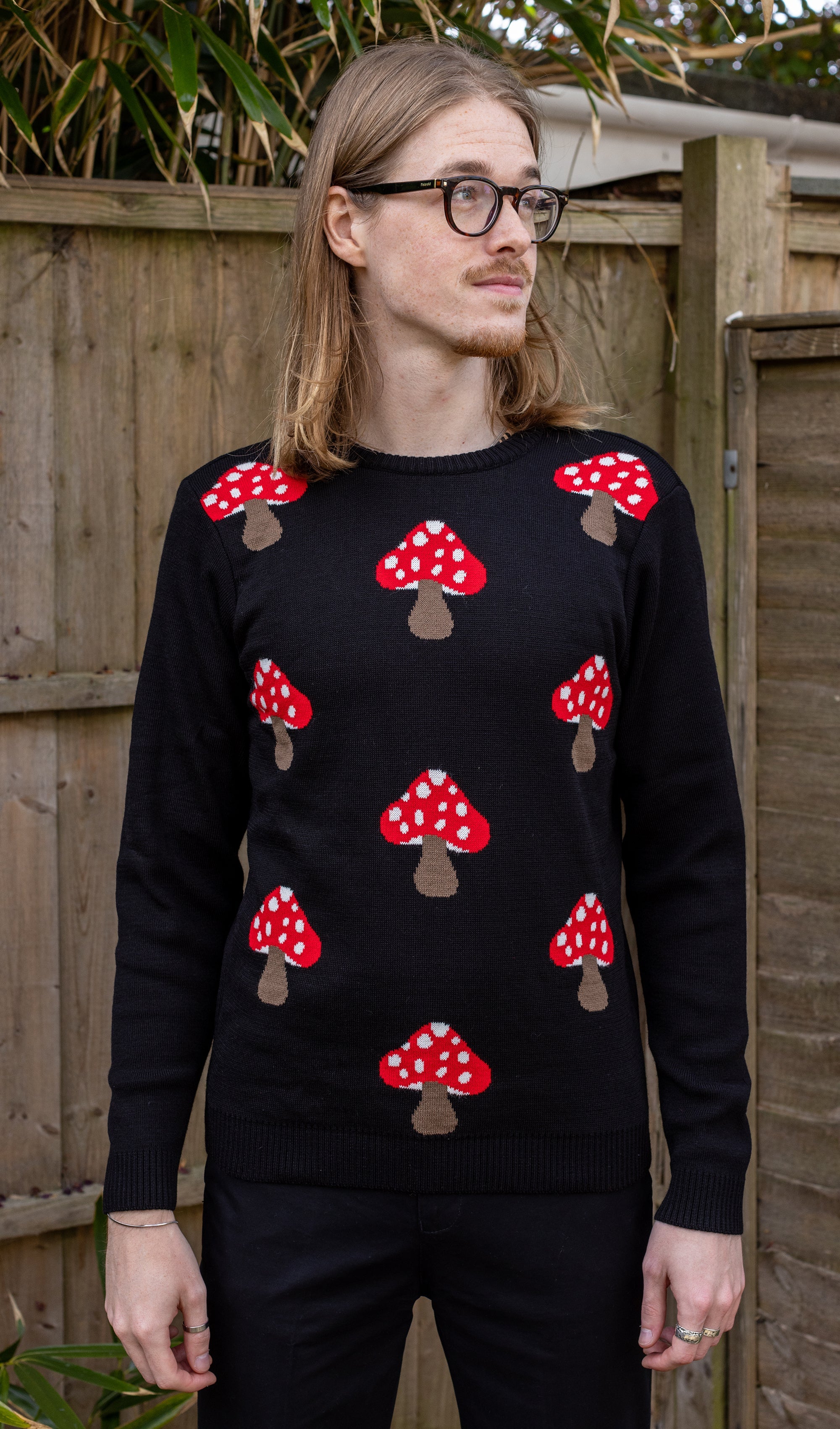 Mushroom Print Black Jumper