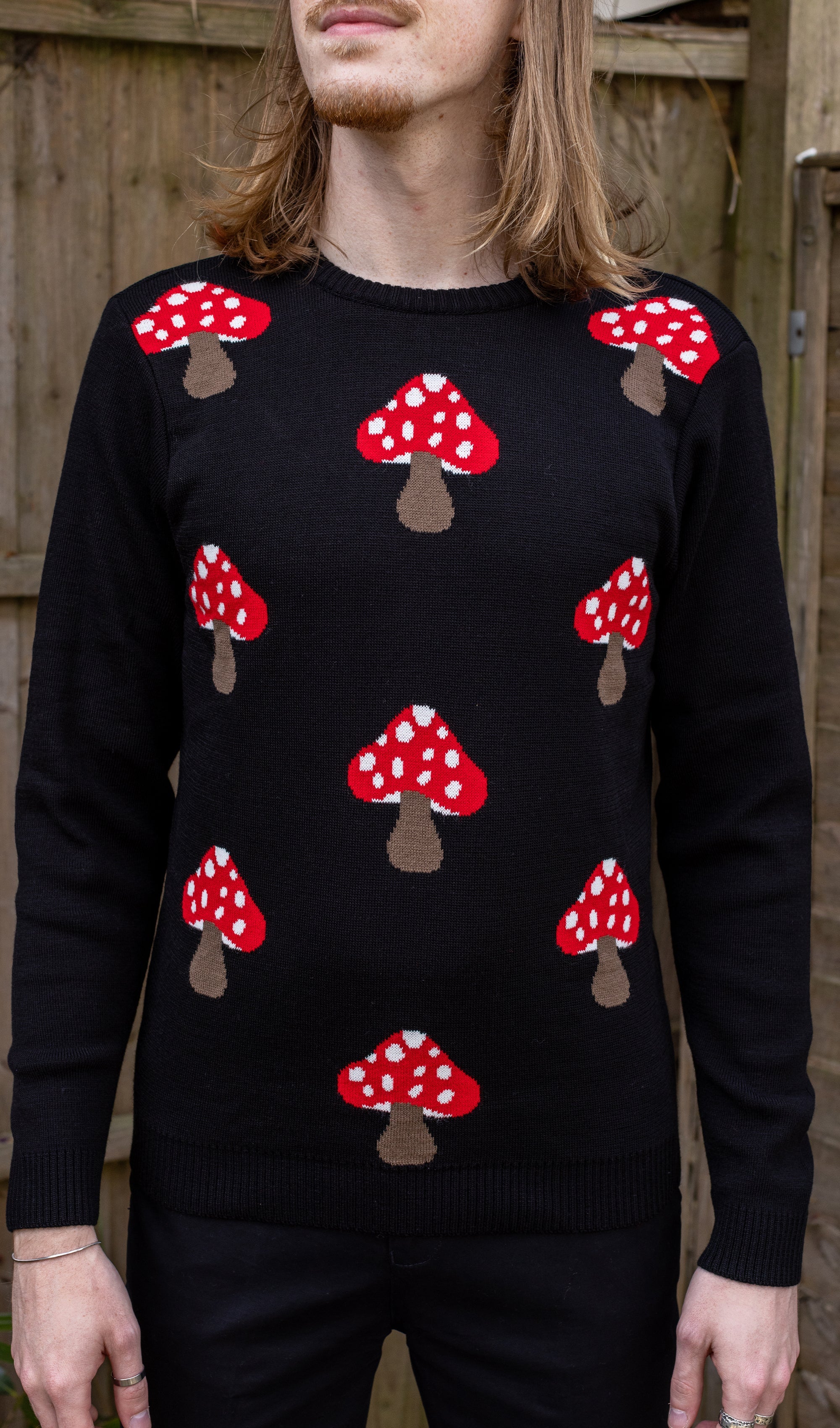 Mushroom Print Black Jumper