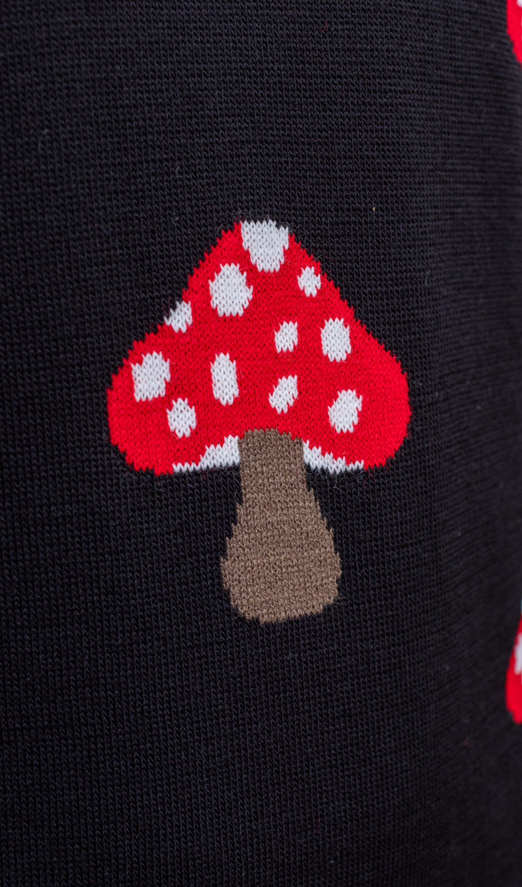 Mushroom Print Black Jumper
