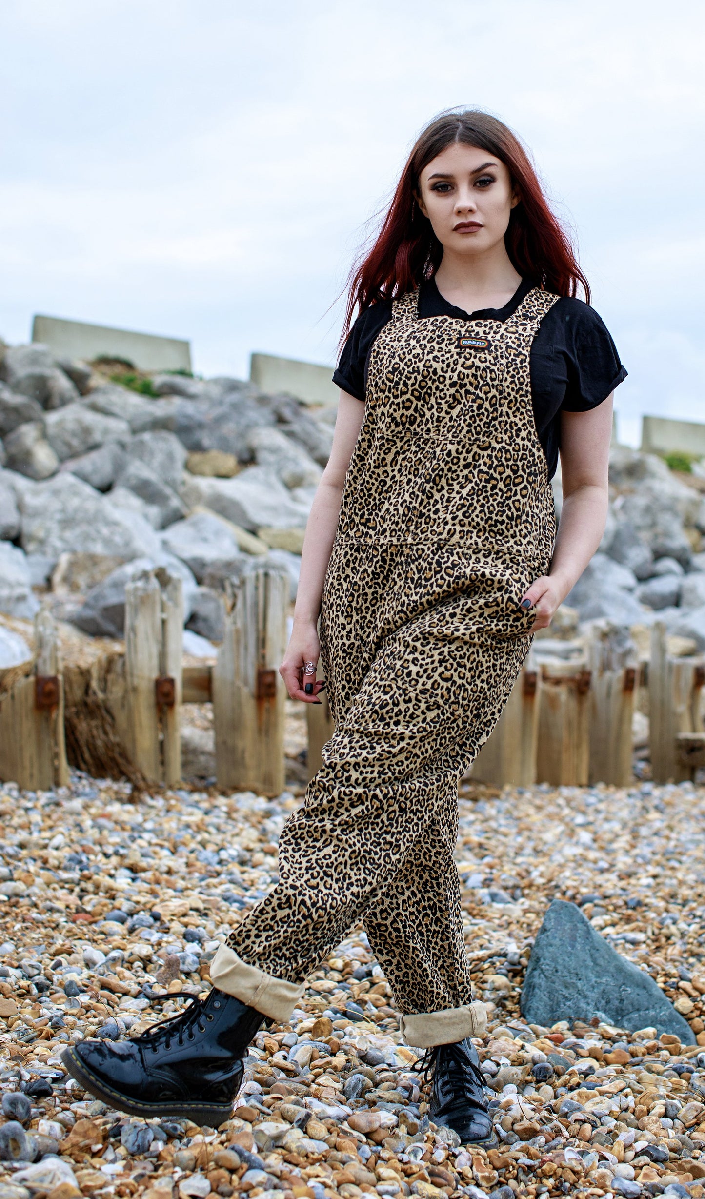 Natural Leopard Twill Dungarees
