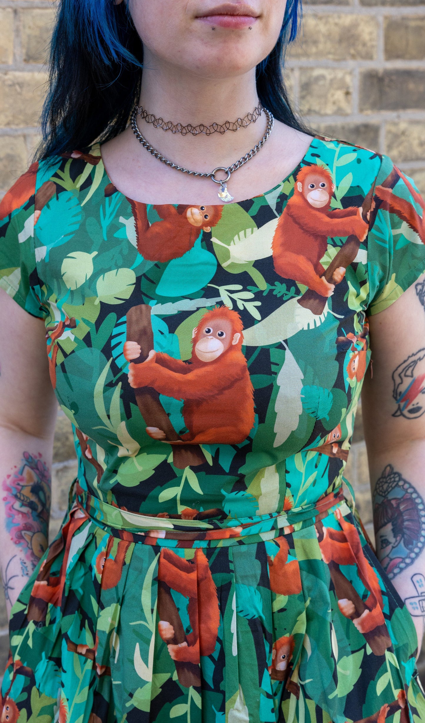 Orangutan Stretch Belted Tea Dress