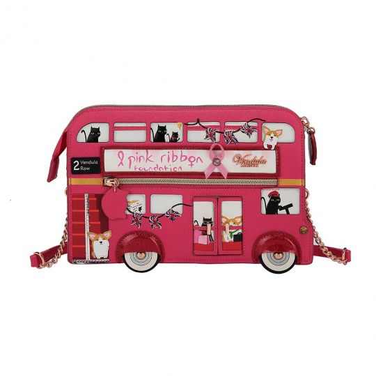 Vendula Pink Ribbon Foundation London Cats and Corgis Pink Bus Pouch